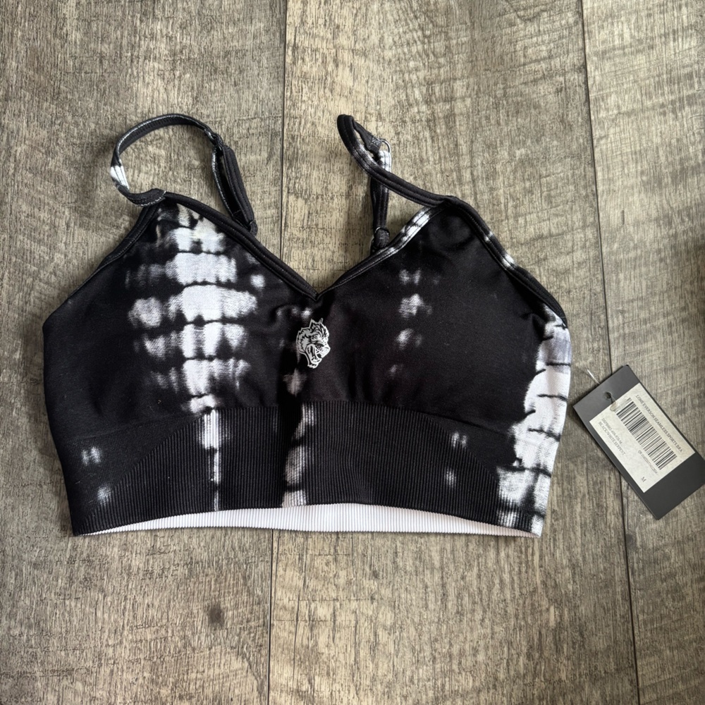 Darc Sport Black and White Tie-Dye Sports Bra